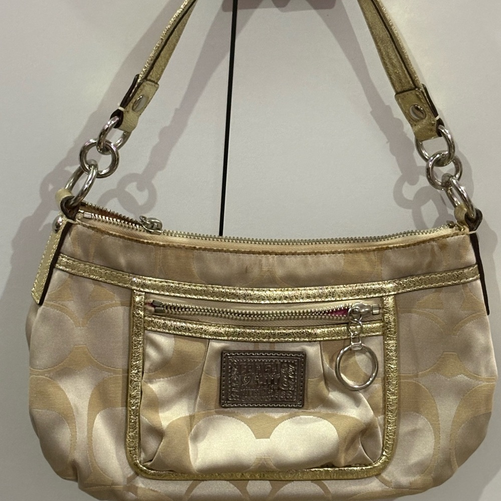 Coach Gold and Cream Shoulder Bag